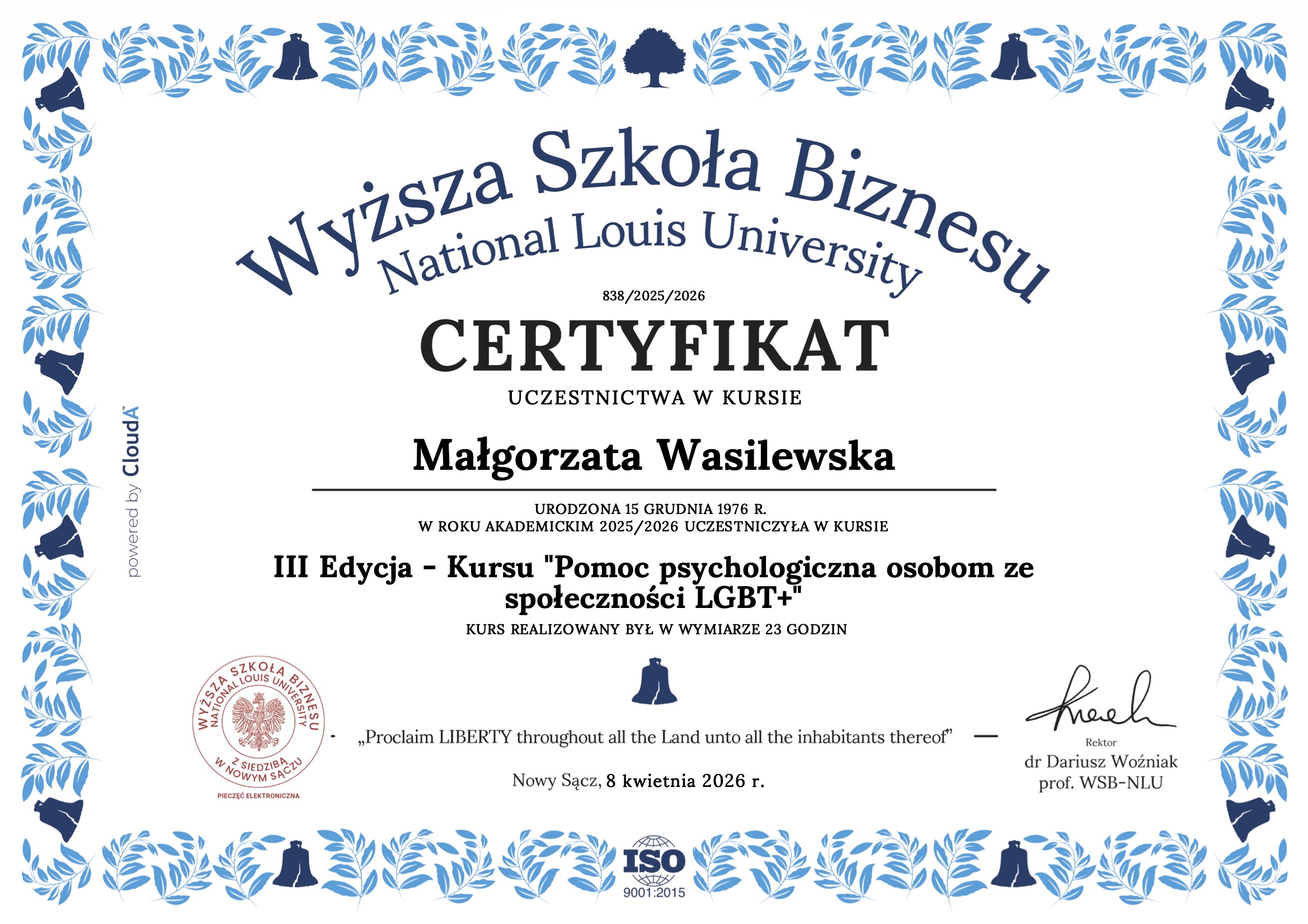 Dyplom — Diagnoza ADHD osób dorosłych, 32 godziny, prowadzący Hubert Orężiak, Warszawa 2024